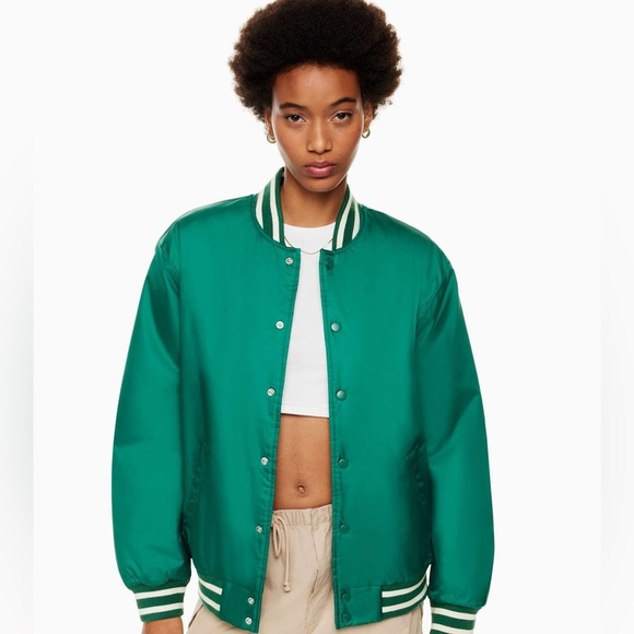 TNA Jackets & Blazers - NWT TNA Aritzia Green Varsity Bomber Jacket Size 2xl Oversize Streetwear